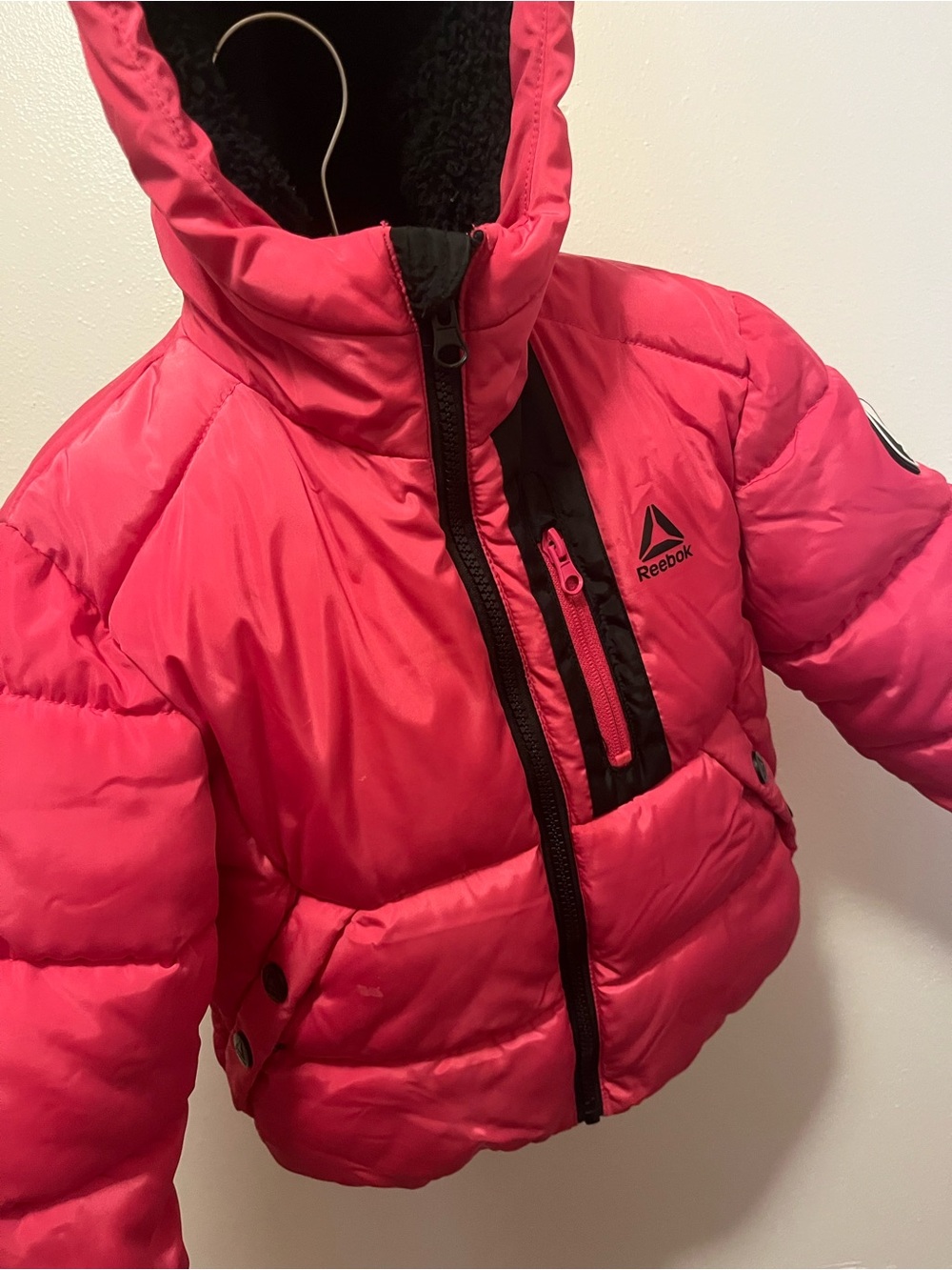 Reebok Kids Hot Pink Puffer Coat with Hoodie